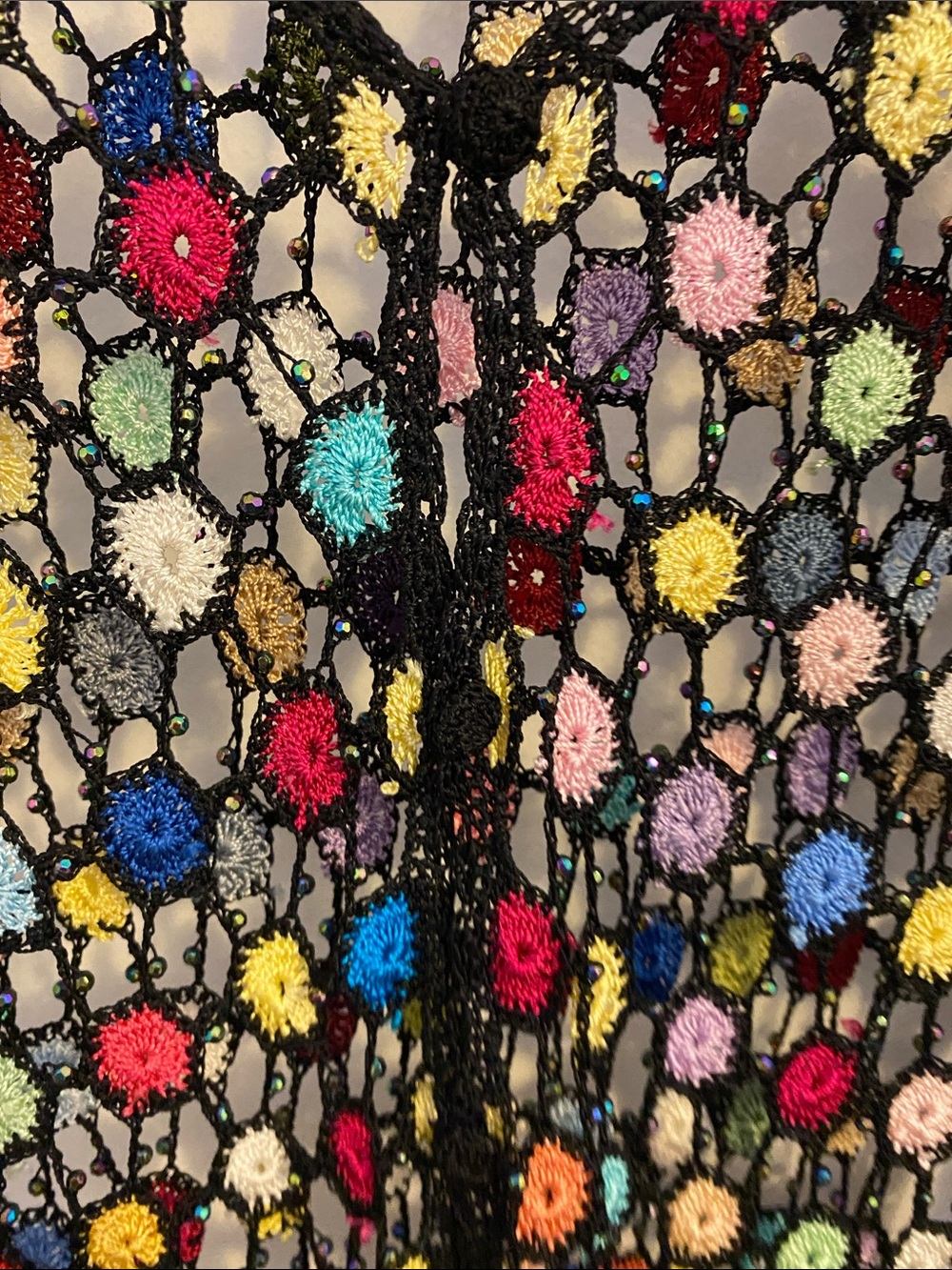 Handmade cardigan open Crochet Floral Top with Multicolor Accents - Picture 4 of 5